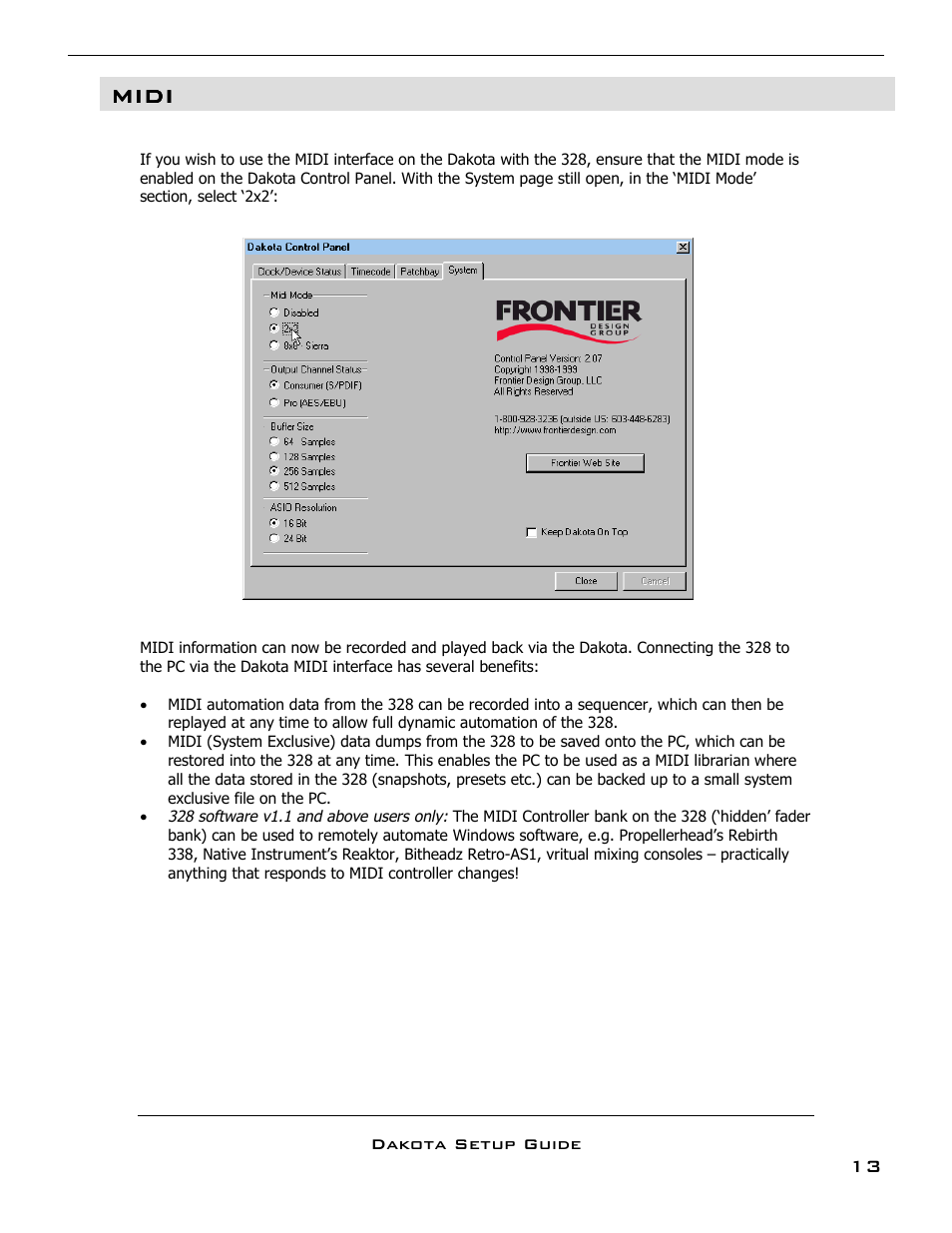 Midi | SoundCraft DAKOTA 328 User Manual | Page 14 / 16