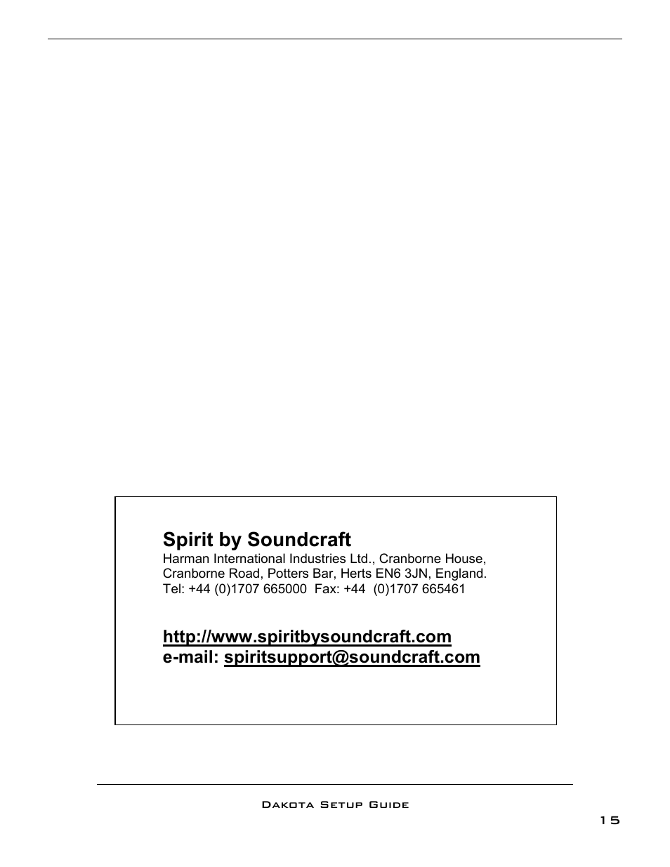 Spirit by soundcraft | SoundCraft DAKOTA 328 User Manual | Page 16 / 16