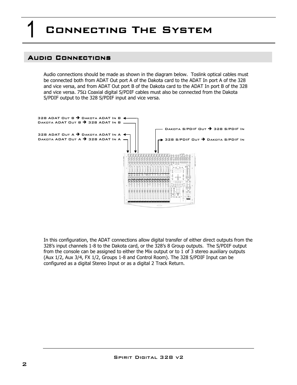 Connecting the system | SoundCraft DAKOTA 328 User Manual | Page 3 / 16