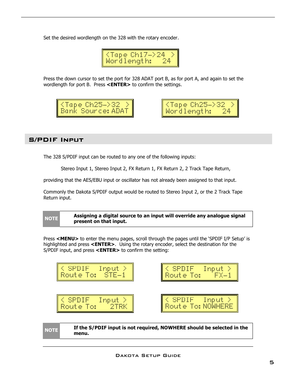 S/pdif input | SoundCraft DAKOTA 328 User Manual | Page 6 / 16