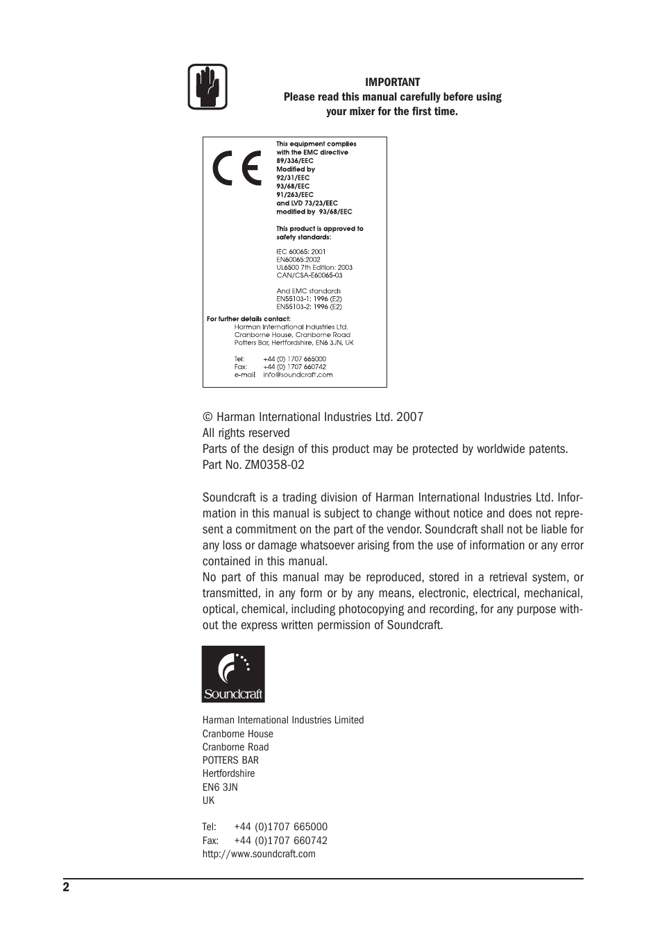 SoundCraft MFX User Manual | Page 2 / 48