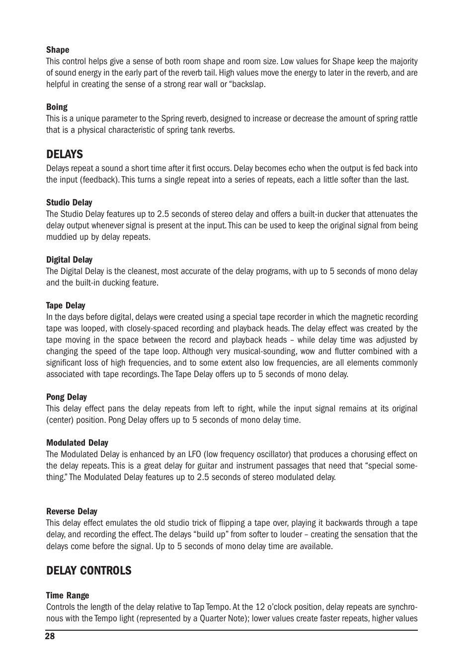 Delays, Delay controls | SoundCraft MFX User Manual | Page 28 / 48