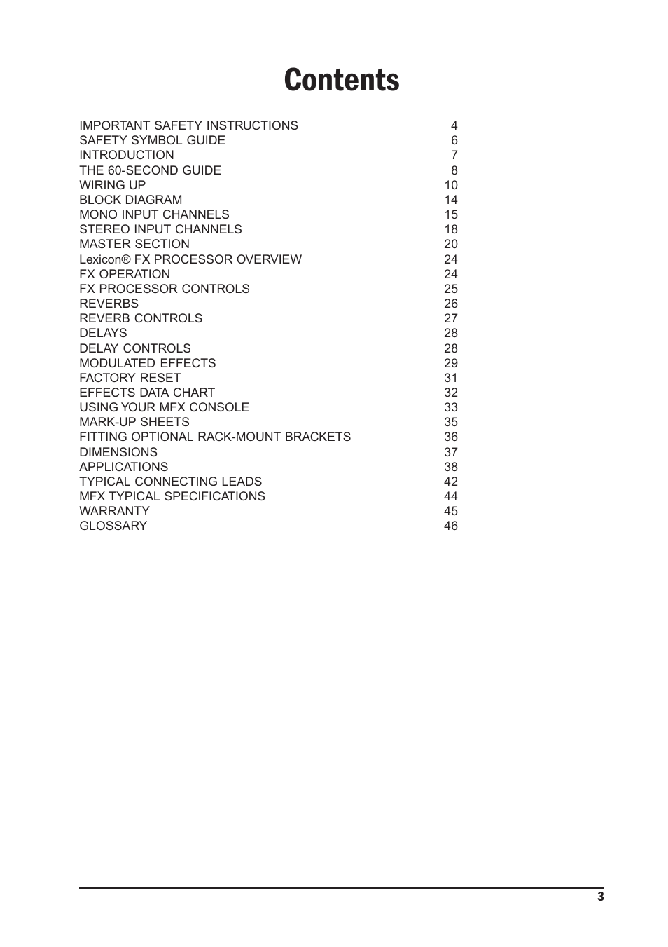 SoundCraft MFX User Manual | Page 3 / 48