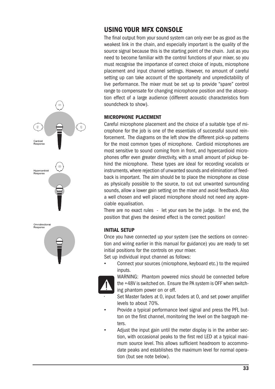 Using your mfx console | SoundCraft MFX User Manual | Page 33 / 48