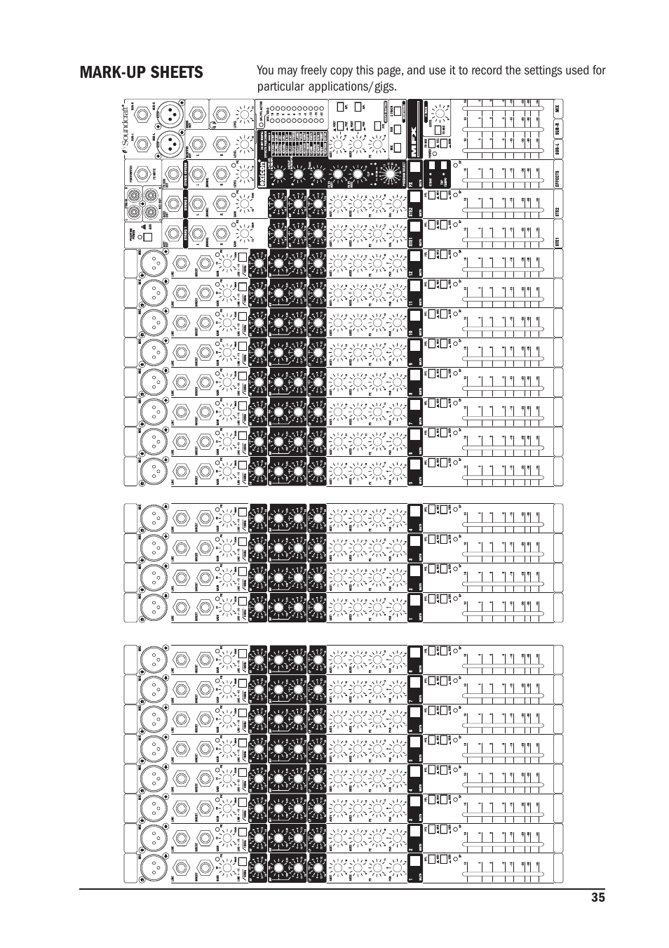 Mark-up sheets | SoundCraft MFX User Manual | Page 35 / 48