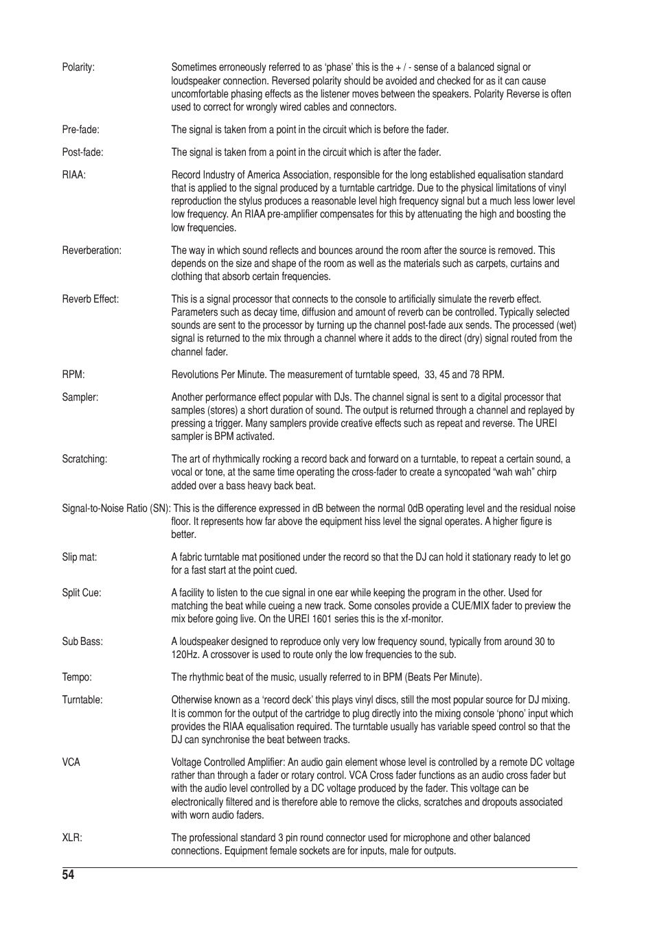 SoundCraft UREI 1601E User Manual | Page 54 / 56