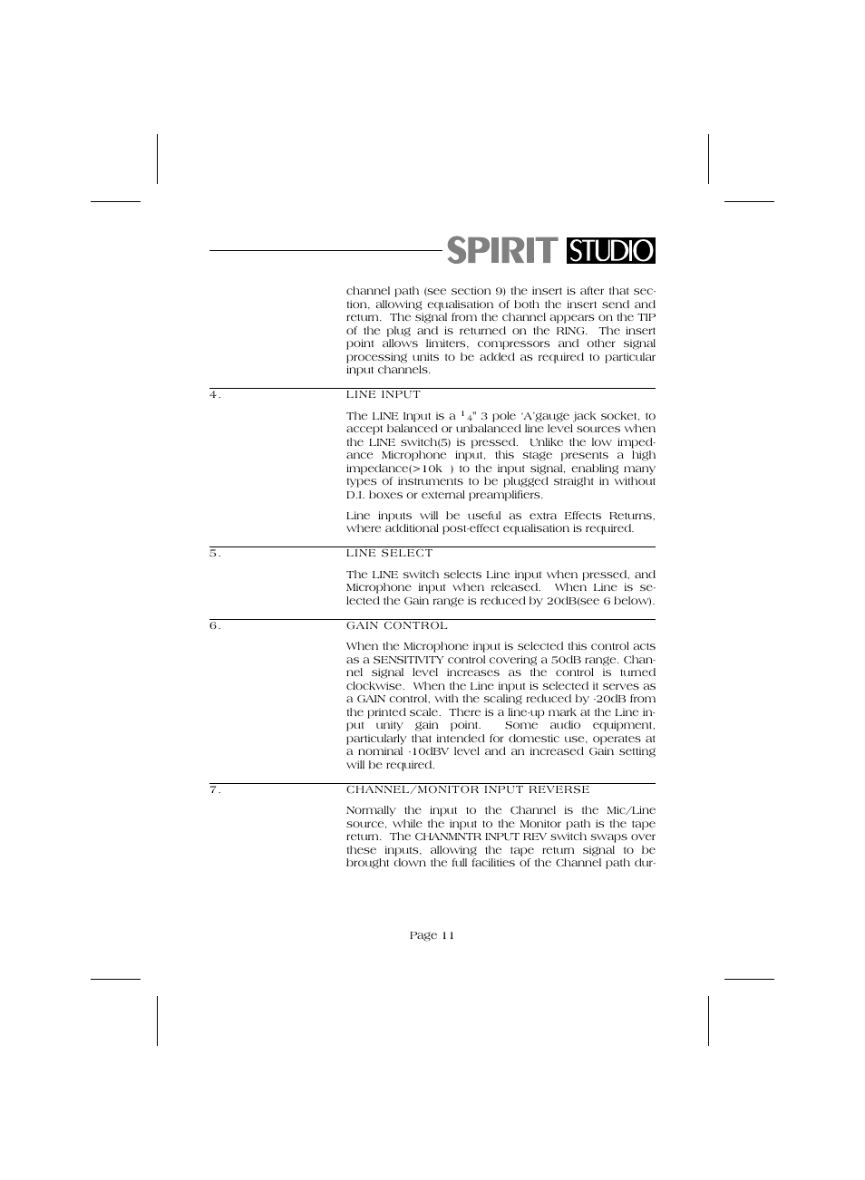 SoundCraft Audio Mixing Console Model Spirit Studio User Manual | Page 13 / 38