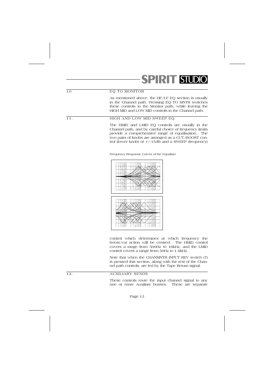 Page 13 | SoundCraft Audio Mixing Console Model Spirit Studio User Manual | Page 15 / 38