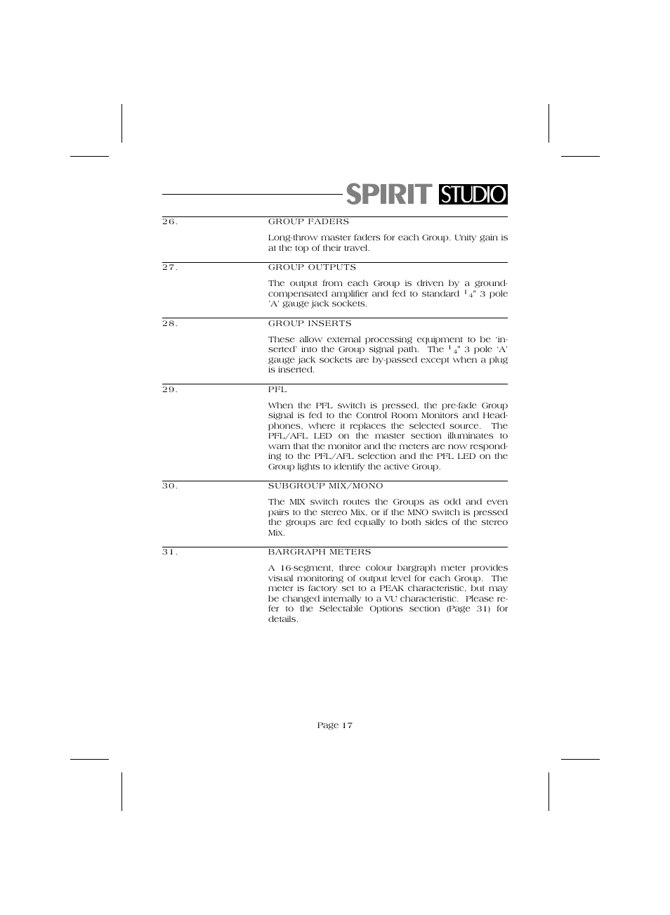 SoundCraft Audio Mixing Console Model Spirit Studio User Manual | Page 19 / 38