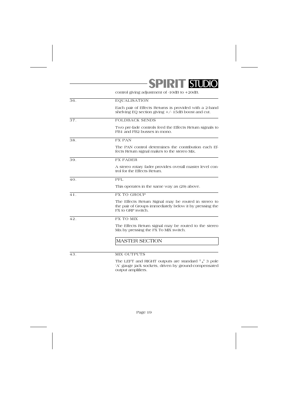 SoundCraft Audio Mixing Console Model Spirit Studio User Manual | Page 21 / 38