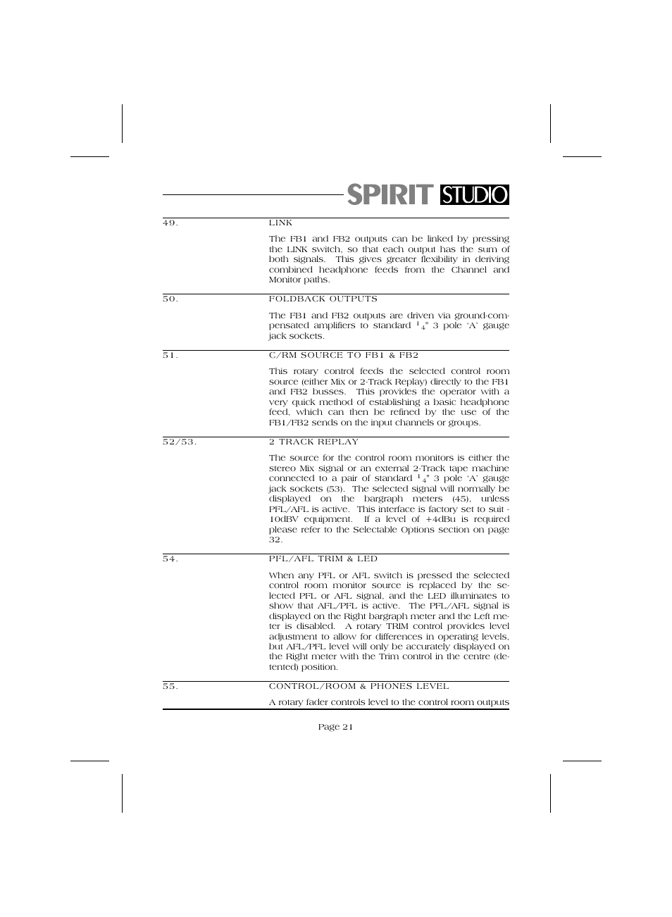 SoundCraft Audio Mixing Console Model Spirit Studio User Manual | Page 23 / 38