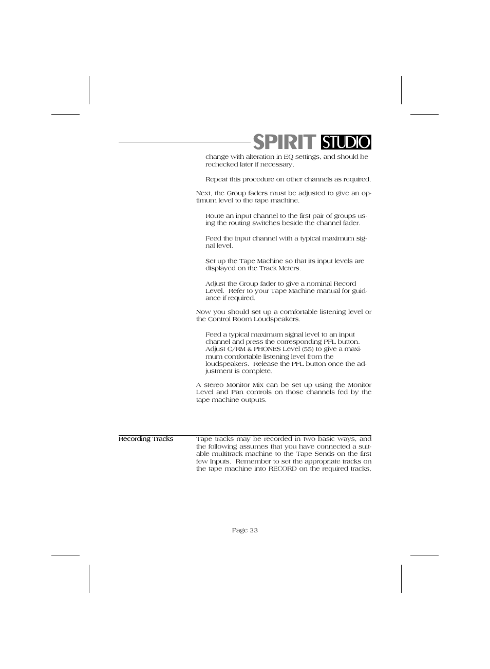 SoundCraft Audio Mixing Console Model Spirit Studio User Manual | Page 25 / 38