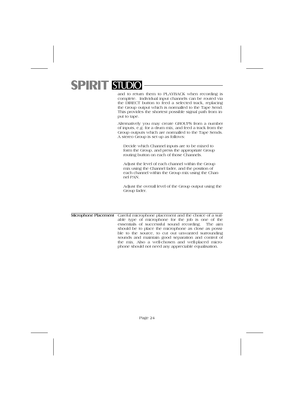 SoundCraft Audio Mixing Console Model Spirit Studio User Manual | Page 26 / 38