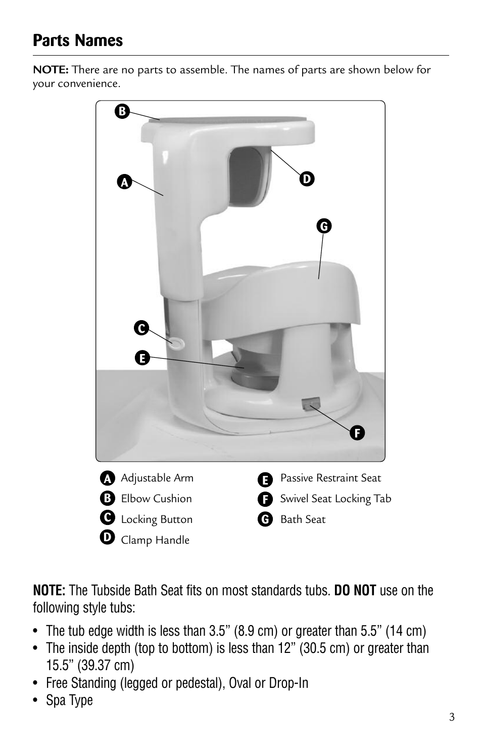 Parts names | Safety 1st 44301A User Manual | Page 3 / 21