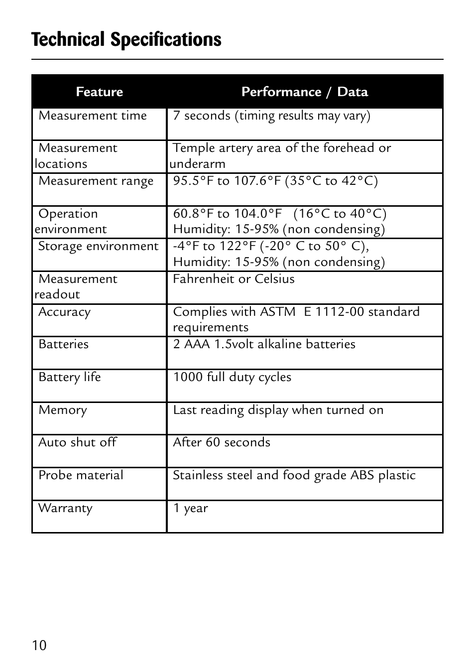 Technical specifications | Safety 1st 49529 User Manual | Page 12 / 26