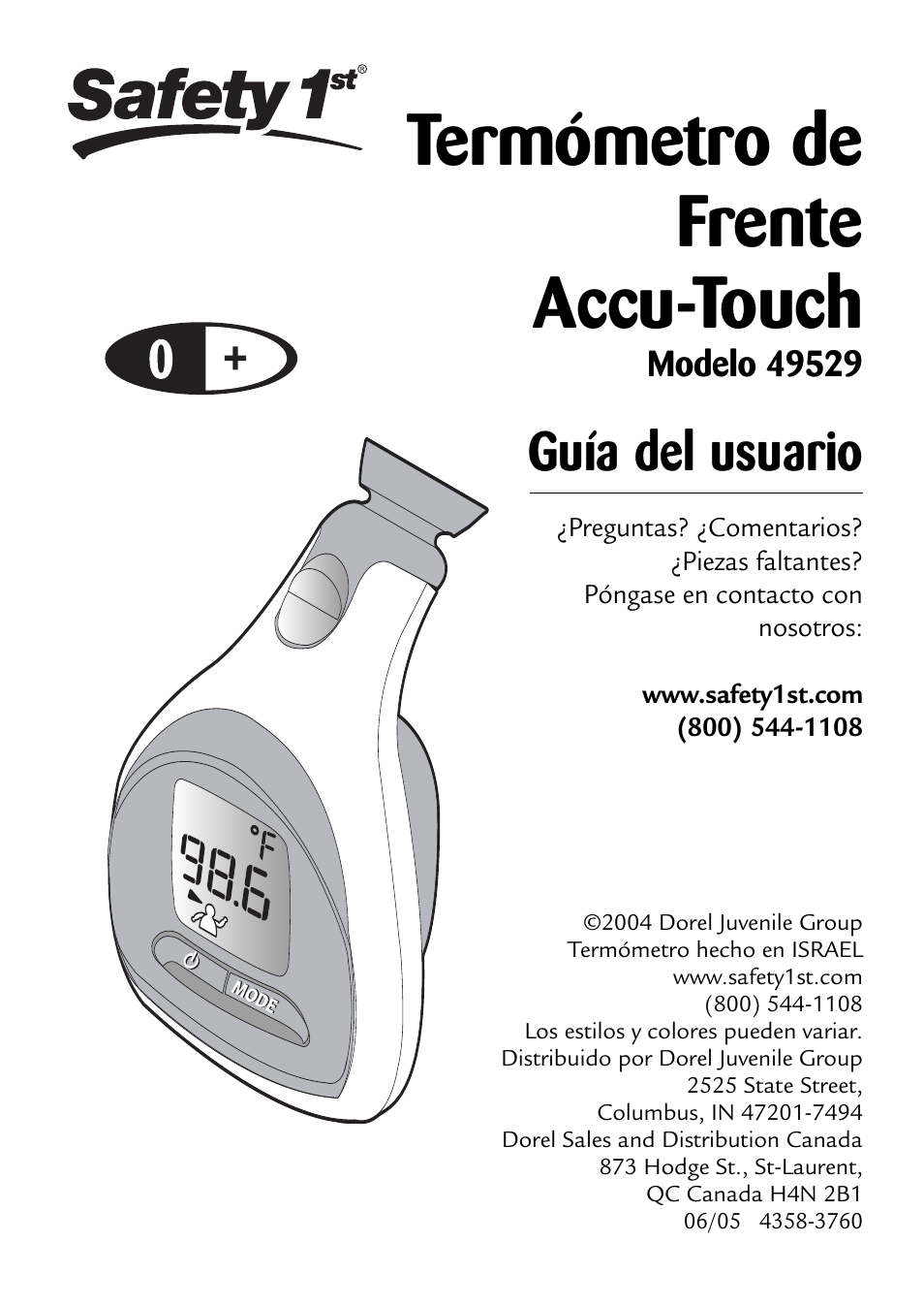 Termómetro de frente accu-touch, Guía del usuario, Up 6mos + 6mo | Up b rth | Safety 1st 49529 User Manual | Page 14 / 26