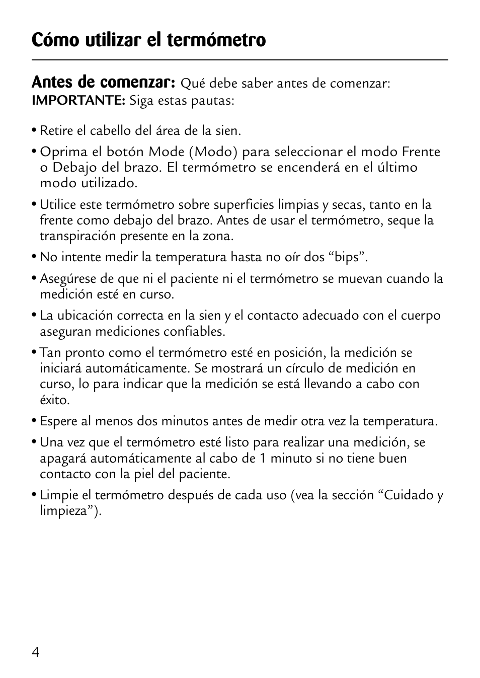 Cómo utilizar el termómetro, Antes de comenzar | Safety 1st 49529 User Manual | Page 19 / 26