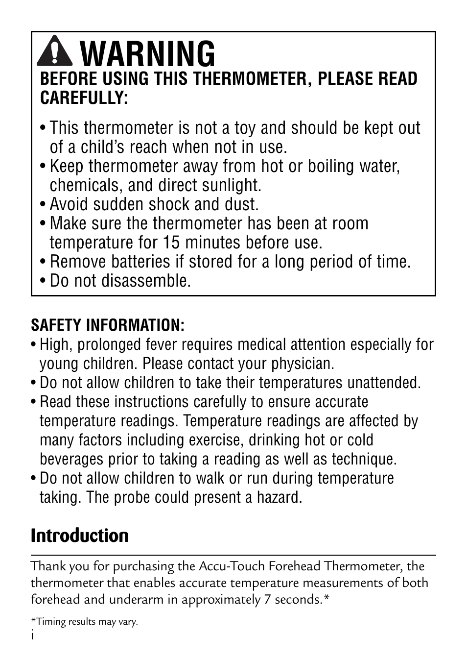 Warning, Introduction | Safety 1st 49529 User Manual | Page 2 / 26