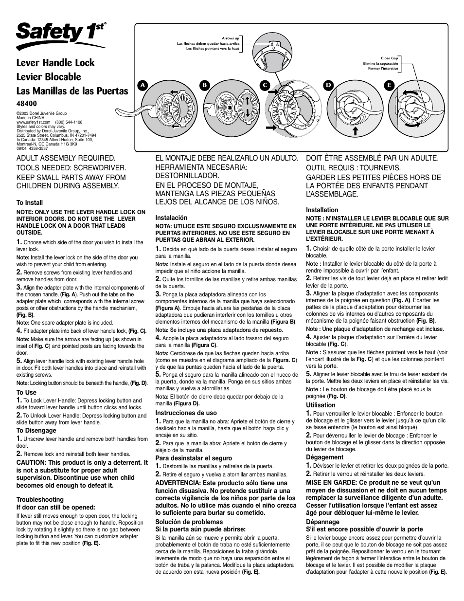 Safety 1st 48400 User Manual | 1 page