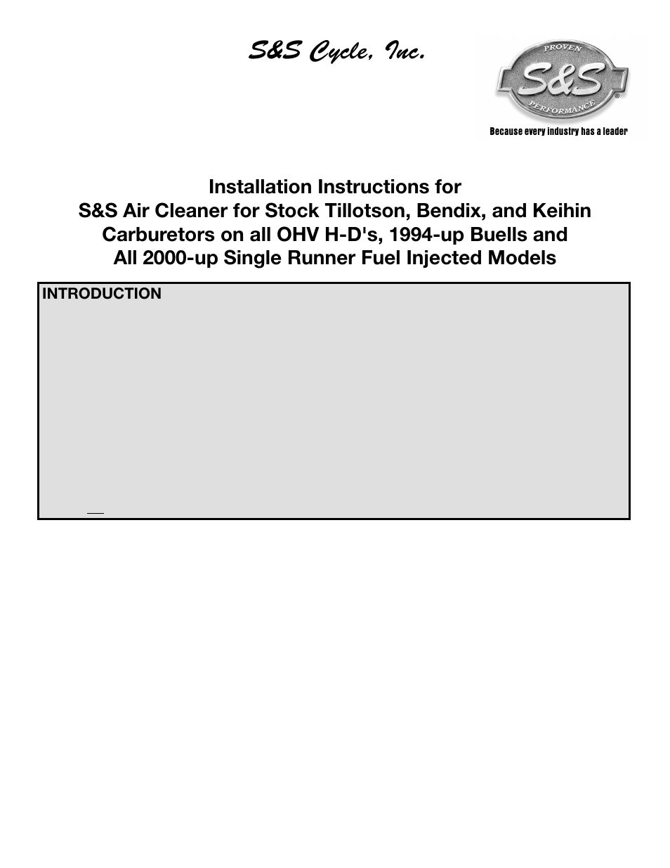 S&S Worldwide Air Cleaner User Manual | 8 pages