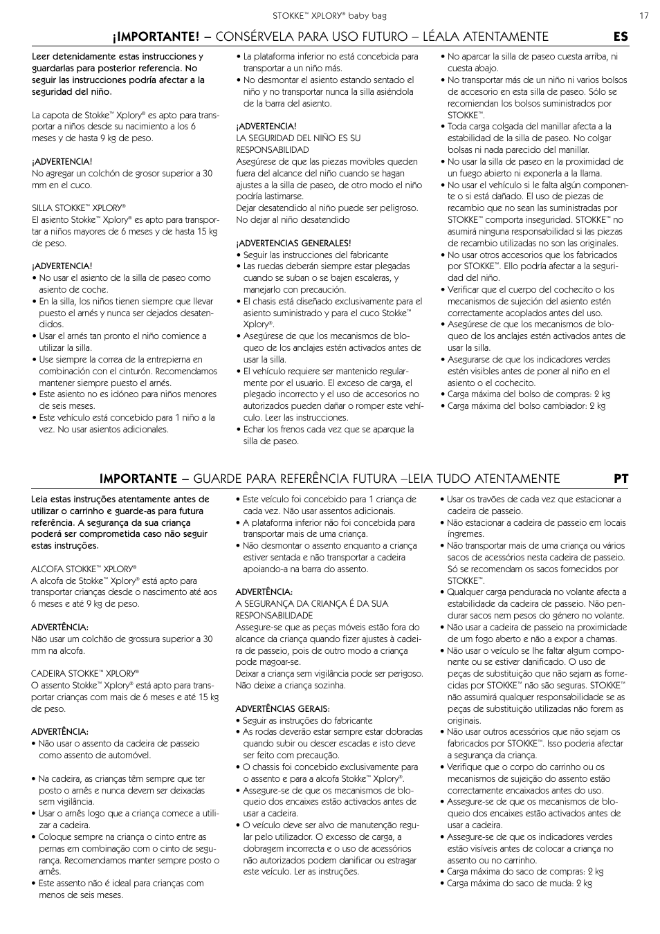 Stokke Baby Bag User Manual | Page 17 / 24