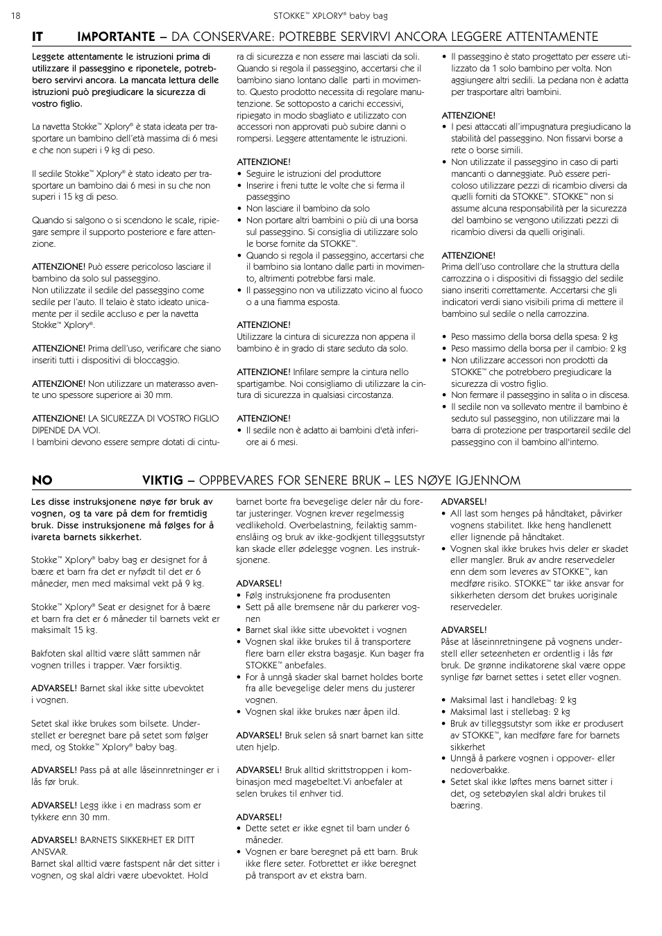 Les nøye igjennom | Stokke Baby Bag User Manual | Page 18 / 24