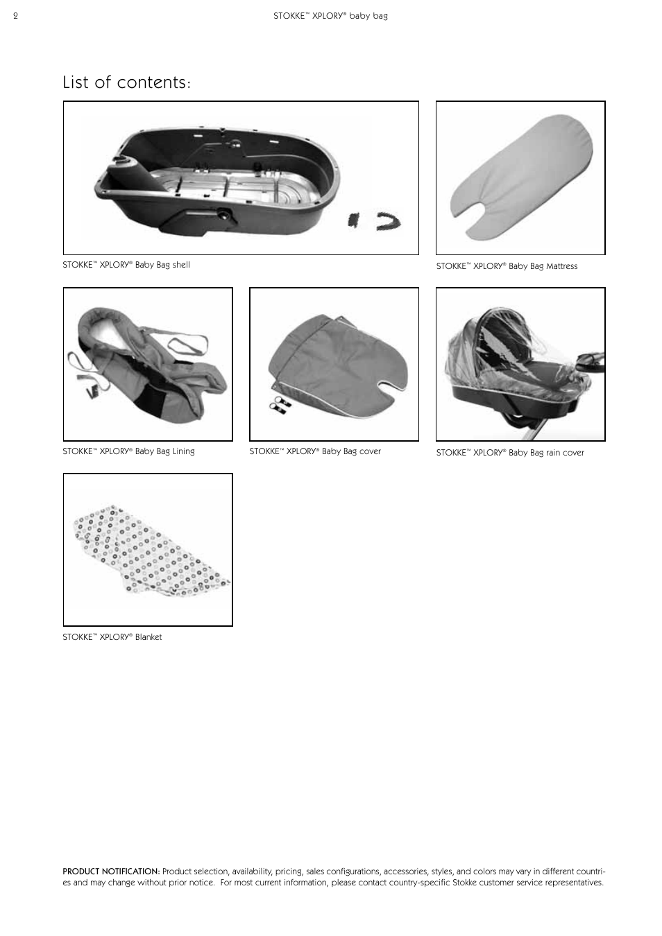 List of contents | Stokke Baby Bag User Manual | Page 2 / 24