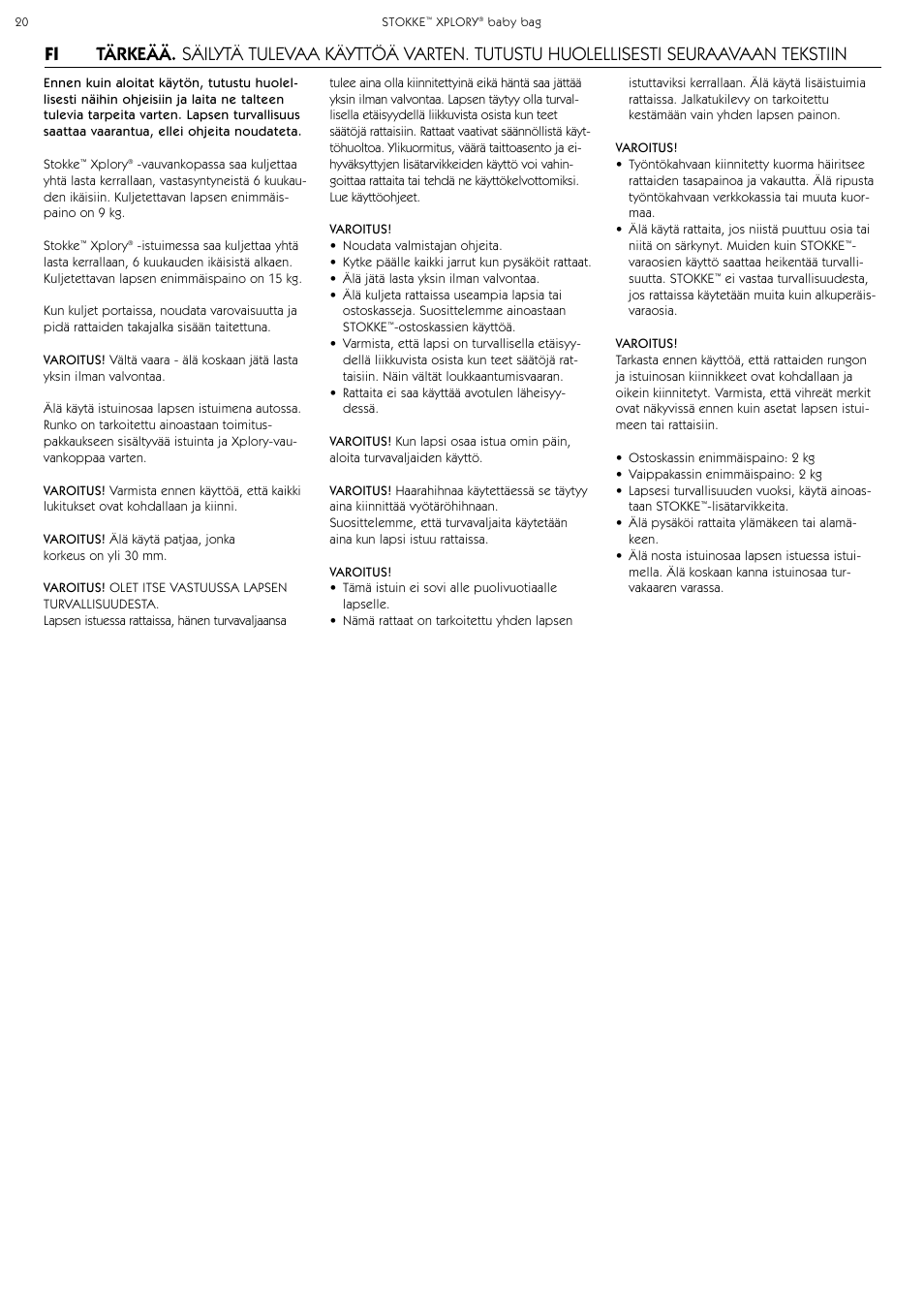 Stokke Baby Bag User Manual | Page 20 / 24