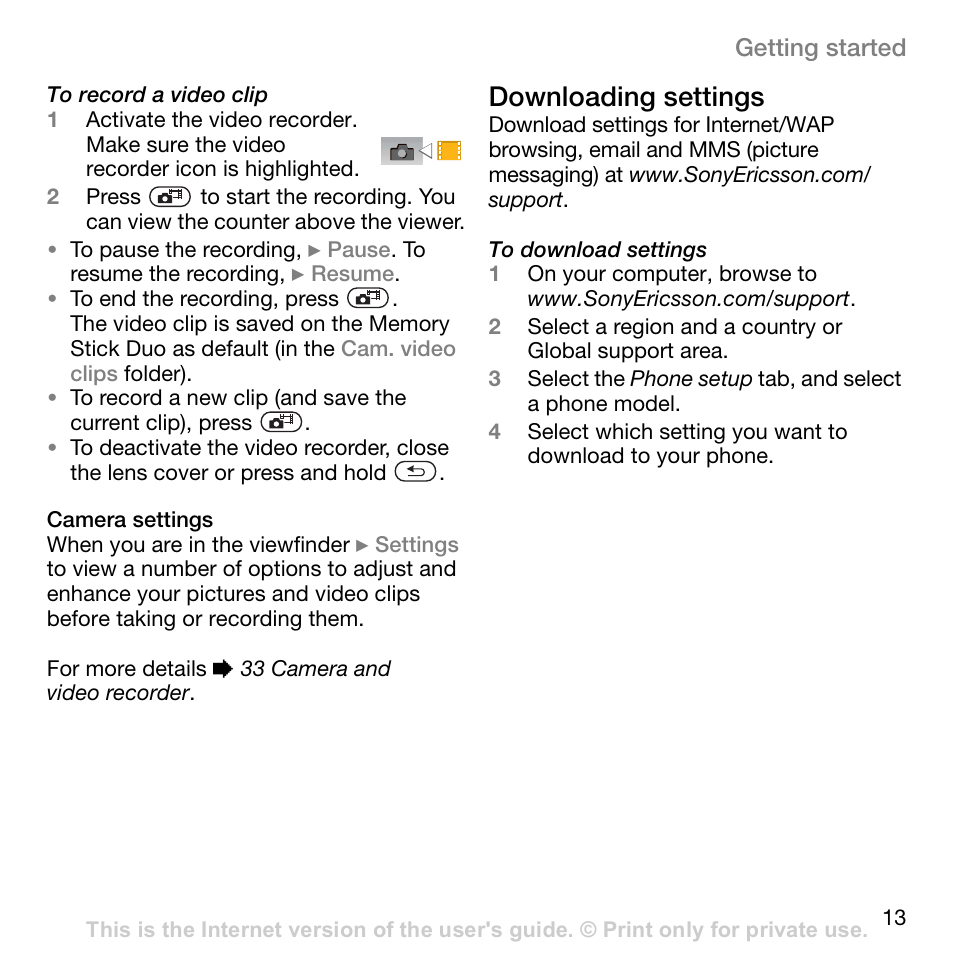 Downloading settings | Superior W800I User Manual | Page 13 / 49