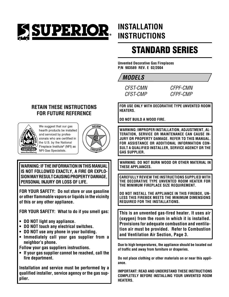 Superior CFST-CMN User Manual | 24 pages