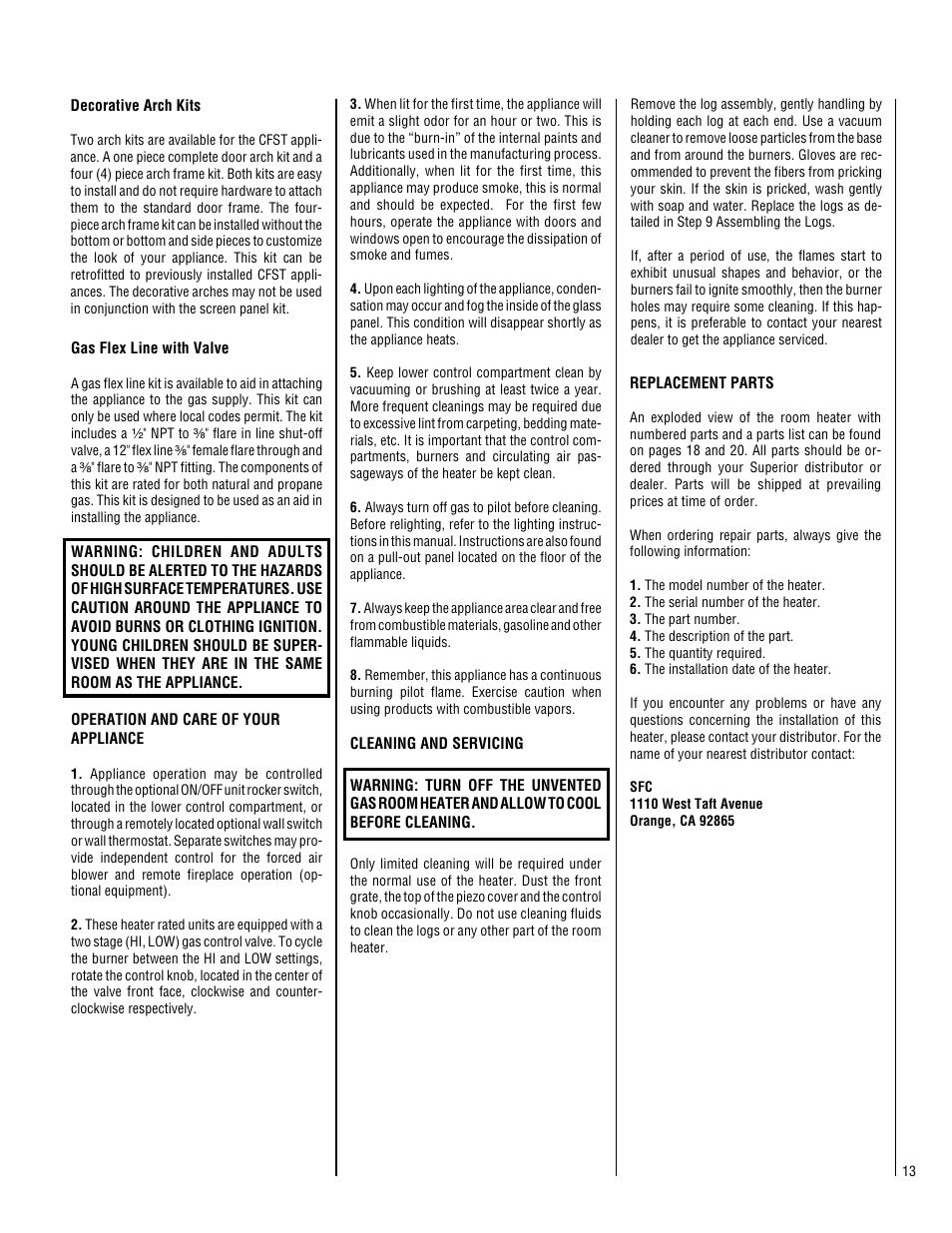 Superior CFST-CMN User Manual | Page 13 / 24