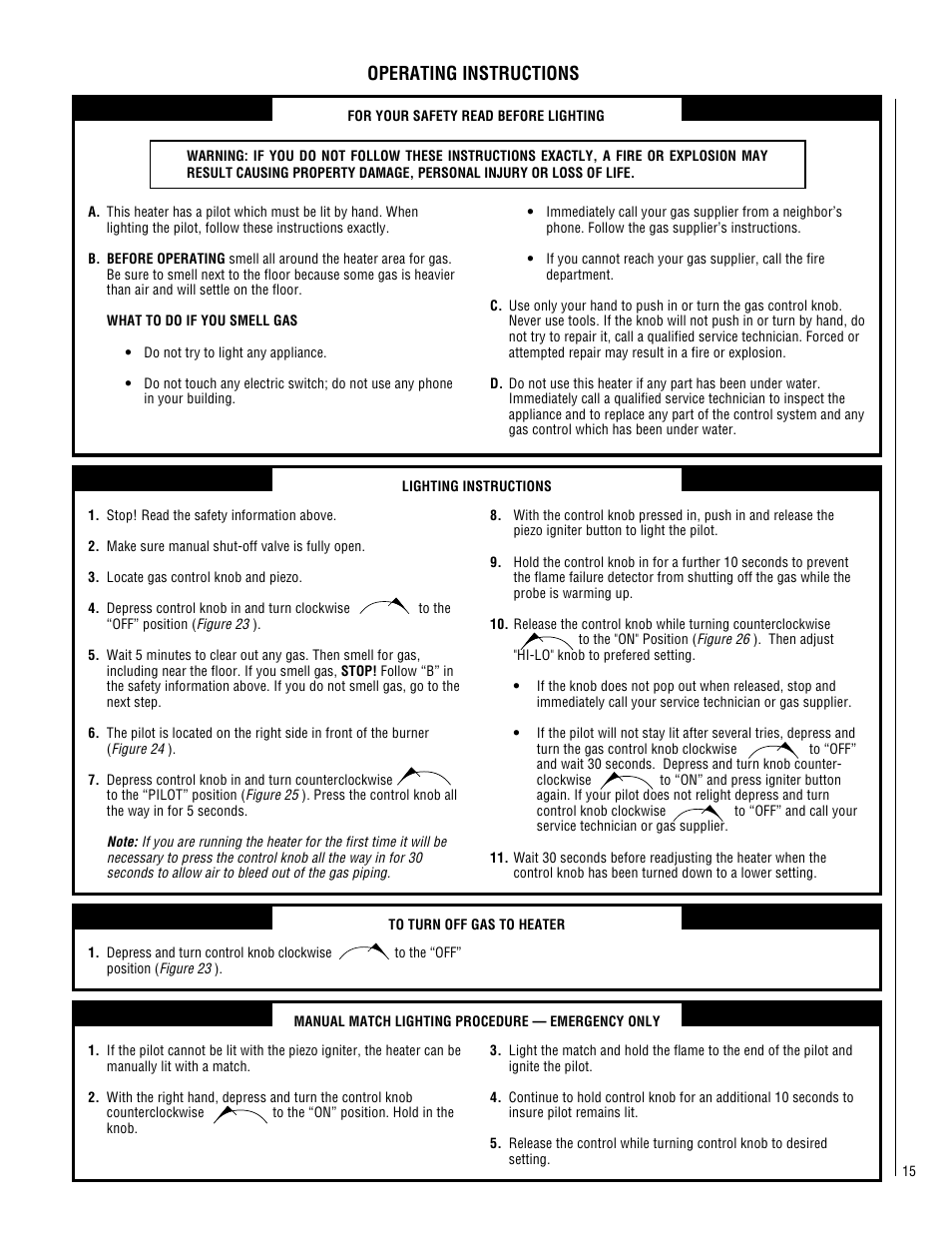 Operating instructions | Superior CFST-CMN User Manual | Page 15 / 24