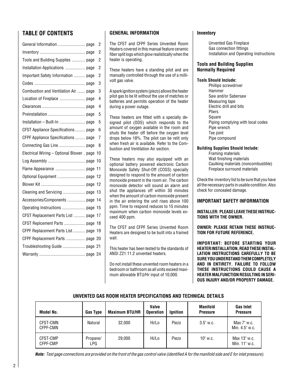 Superior CFST-CMN User Manual | Page 2 / 24