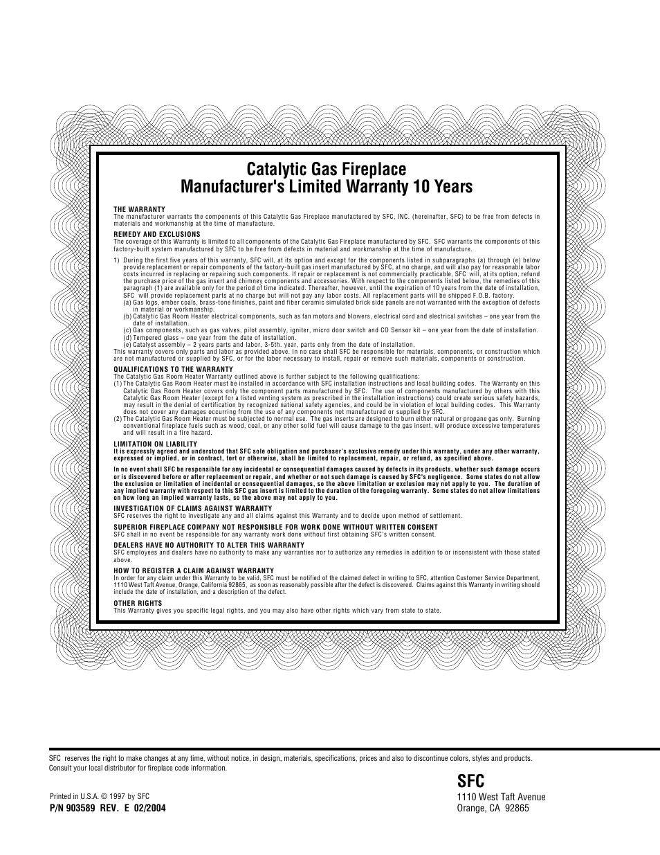 Superior CFST-CMN User Manual | Page 24 / 24