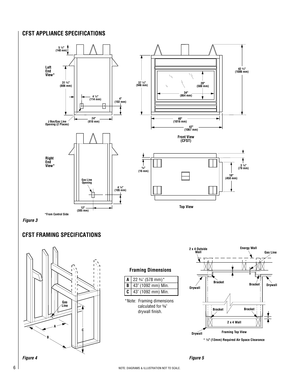 Framing dimensions, Figure 3 figure 4 figure 5 | Superior CFST-CMN User Manual | Page 6 / 24