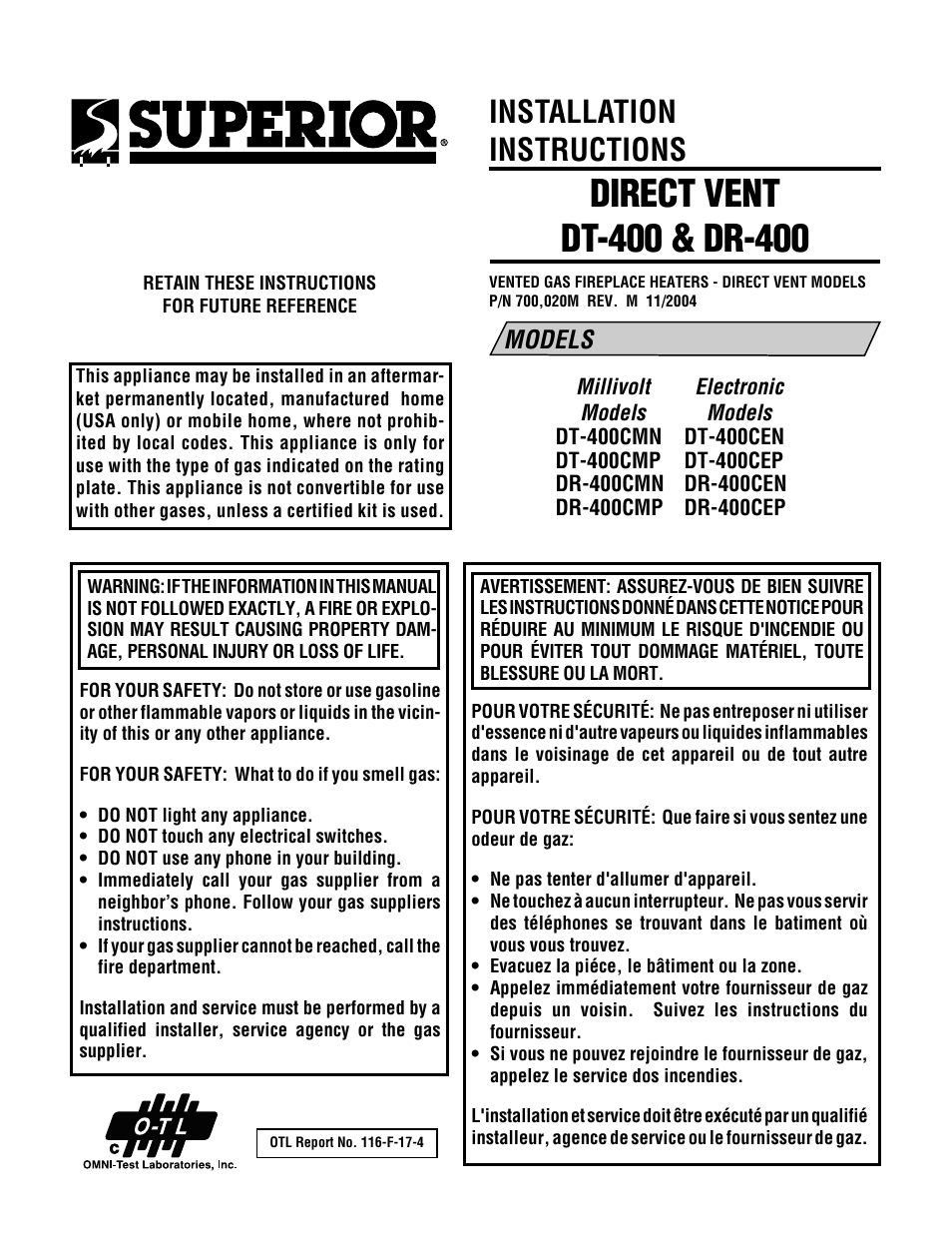 Superior DT-400CMP User Manual | 28 pages