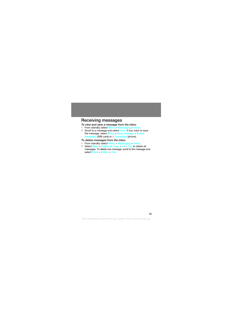 Receiving messages | Superior Z258C User Manual | Page 16 / 48