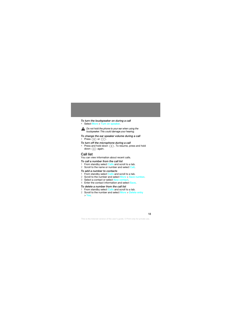 Call list | Superior Z258C User Manual | Page 18 / 48