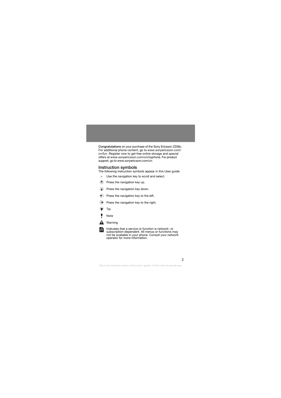 Instruction symbols | Superior Z258C User Manual | Page 2 / 48