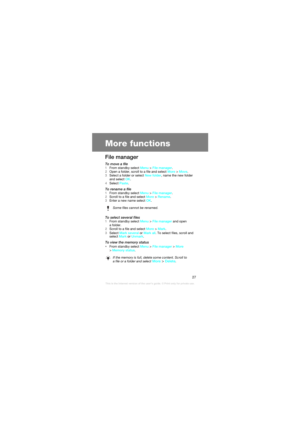 More functions, File manager | Superior Z258C User Manual | Page 27 / 48
