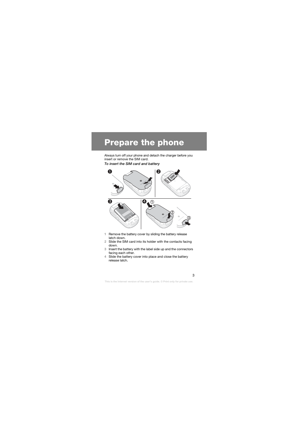 Prepare the phone | Superior Z258C User Manual | Page 3 / 48