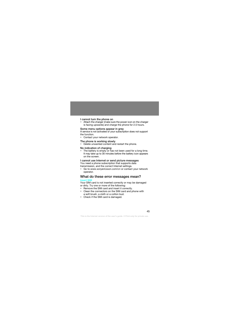 What do these error messages mean | Superior Z258C User Manual | Page 45 / 48