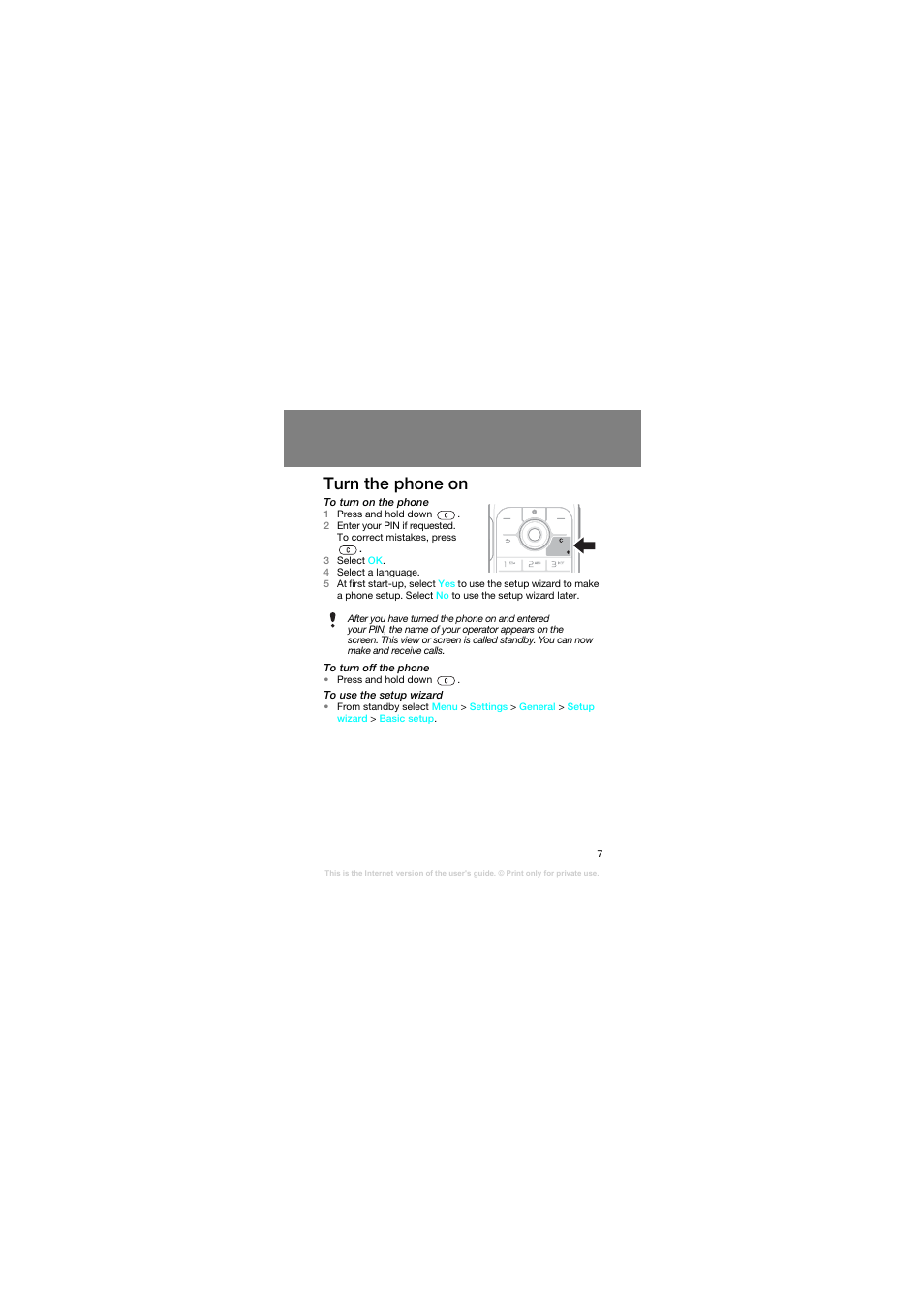 Turn the phone on | Superior Z258C User Manual | Page 7 / 48