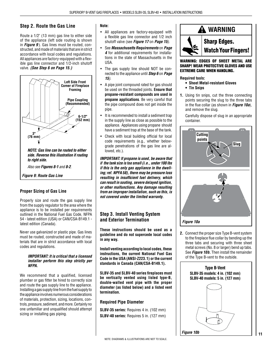 Warning, Sharp edges. watch your fingers | Superior SLBV-40PM User Manual | Page 11 / 28