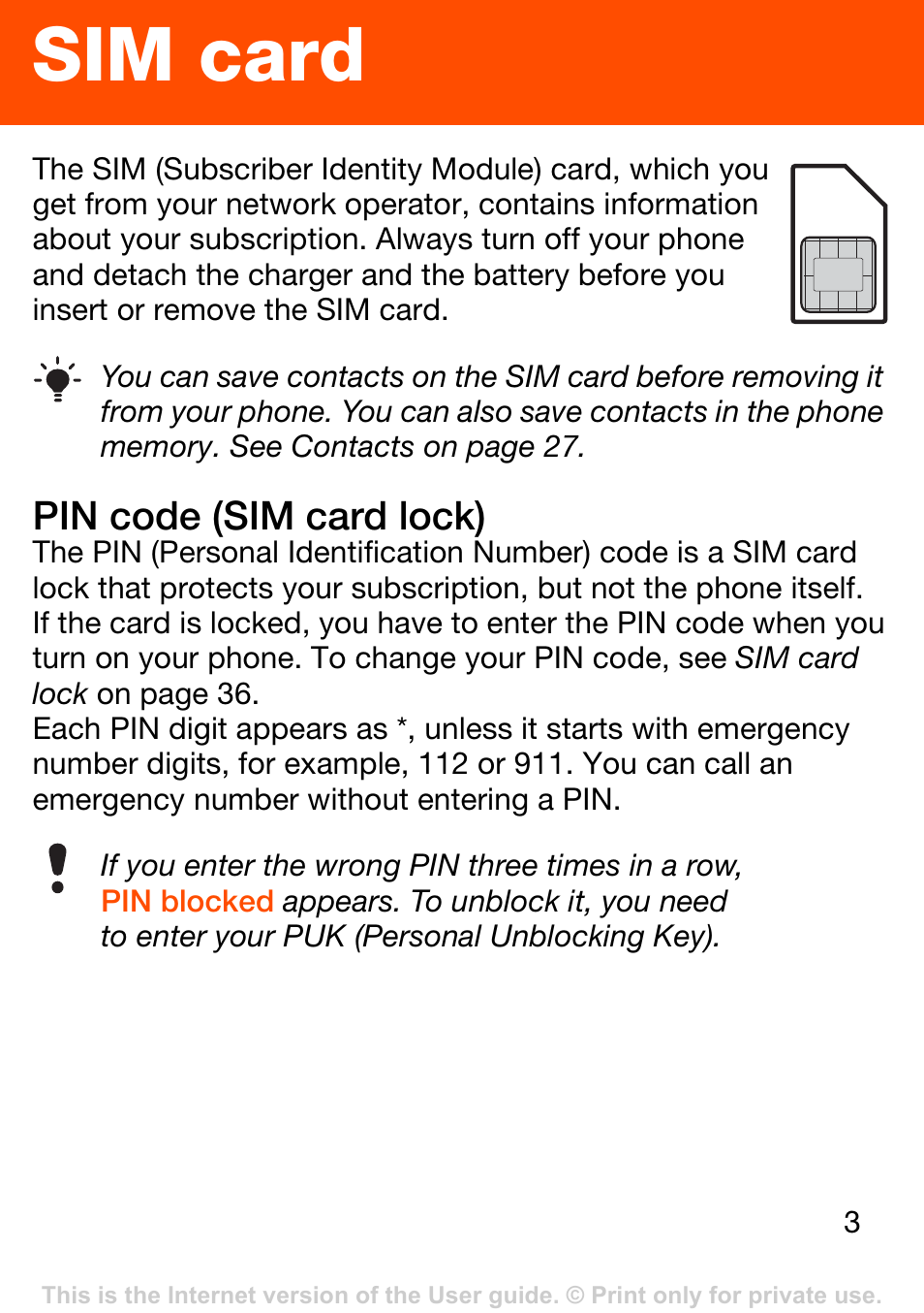 Sim card, Pin code (sim card lock) | Superior W302 User Manual | Page 3 / 42