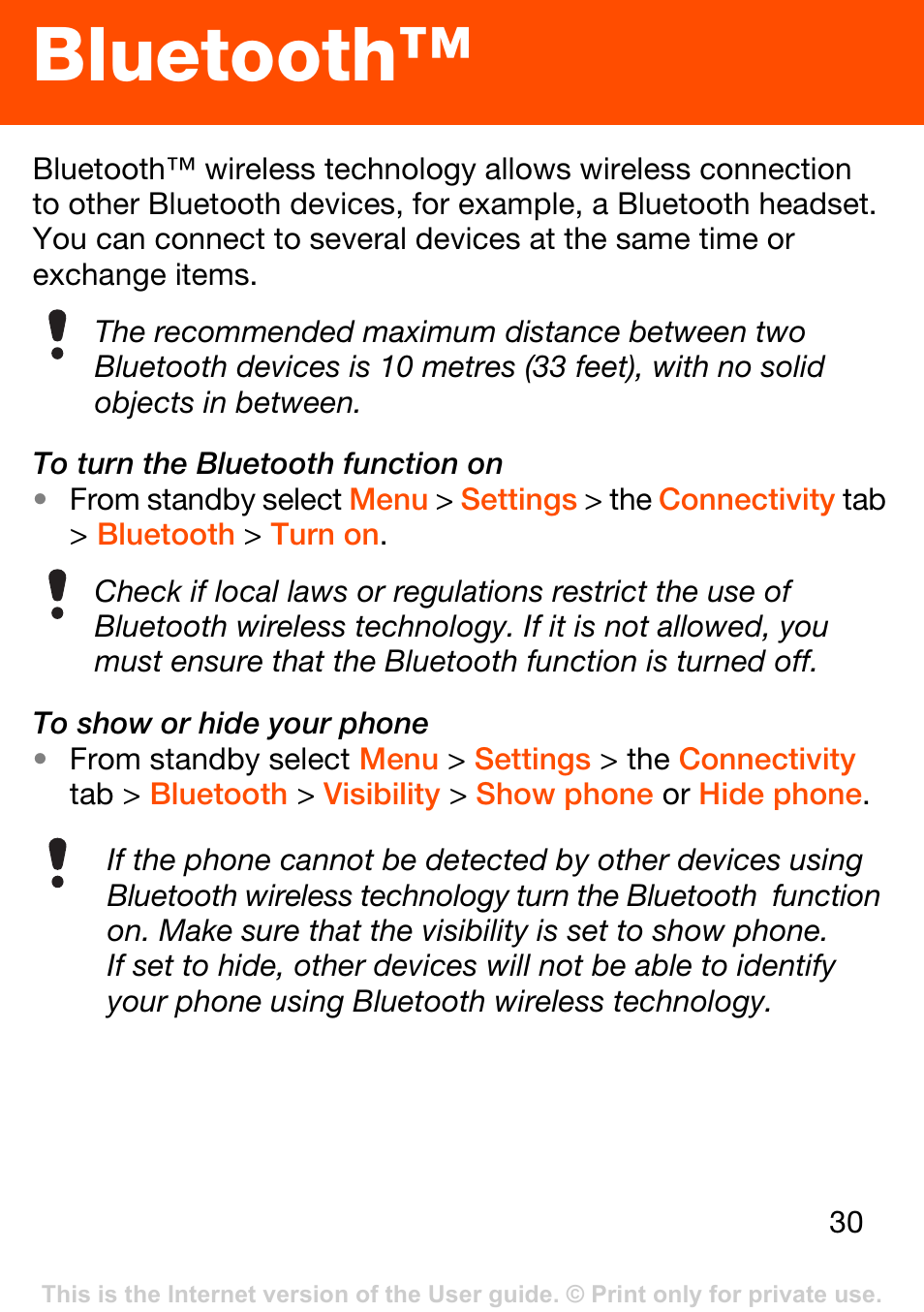 Bluetooth, 30 an | Superior W302 User Manual | Page 30 / 42