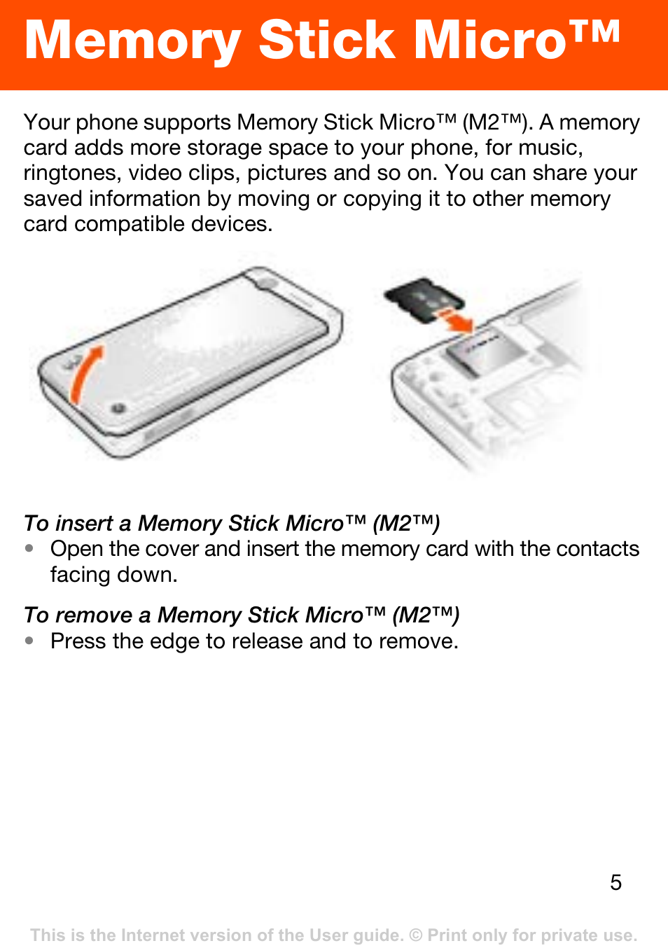 Memory stick micro | Superior W302 User Manual | Page 5 / 42