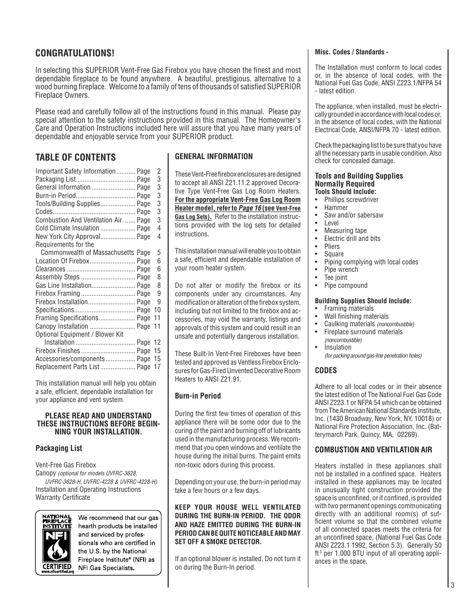 Superior UVFRC-4228-H User Manual | Page 3 / 20