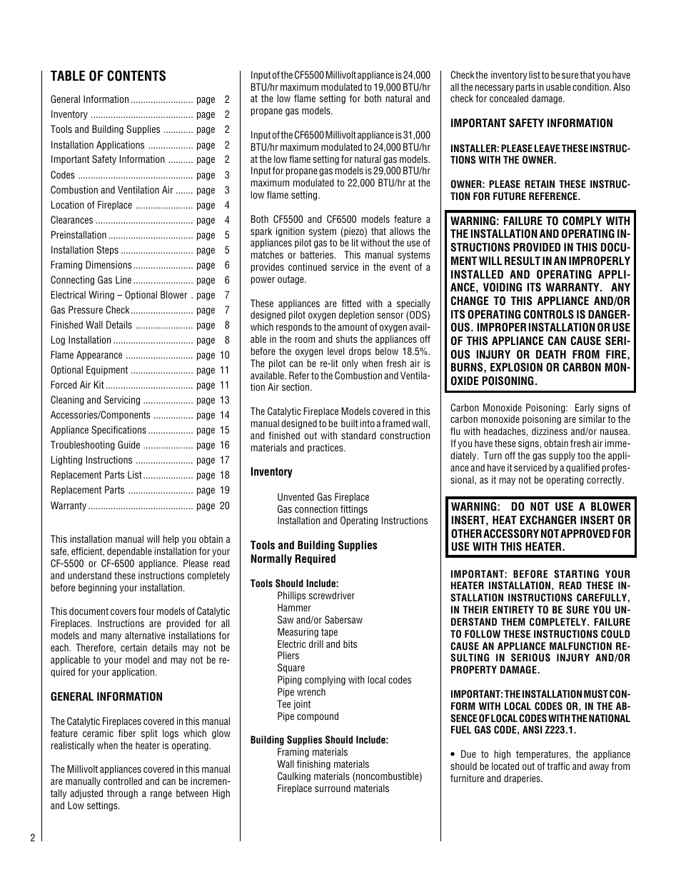 Superior STANDARD SERIES CF6500-CMN User Manual | Page 2 / 20