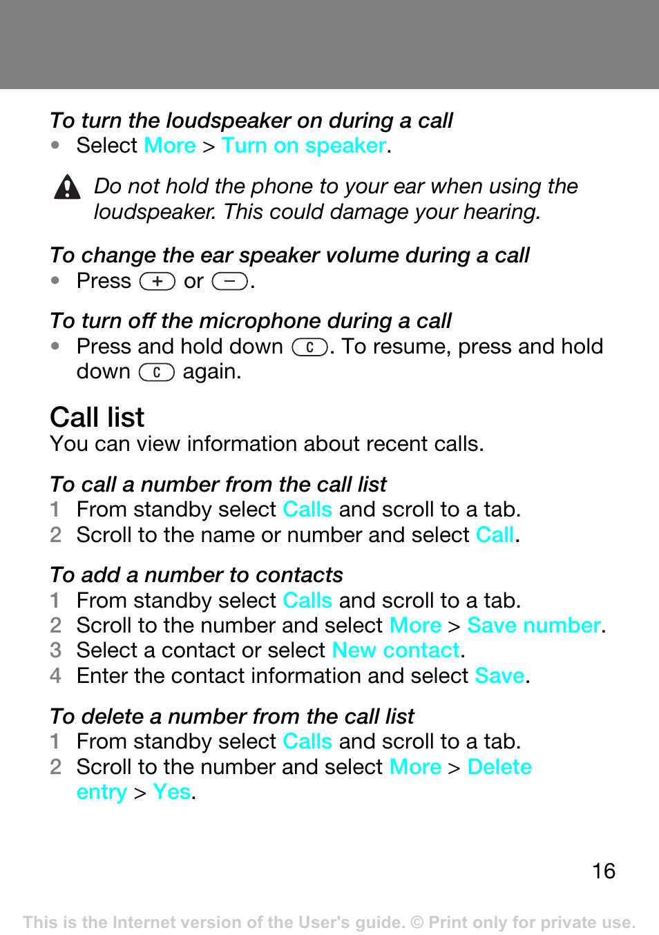 Call list | Superior Z250A User Manual | Page 16 / 42